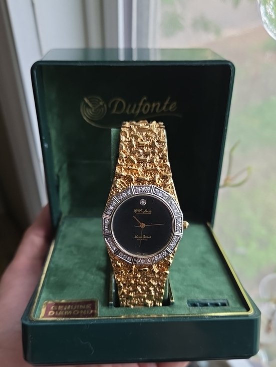 Lucien Piccard Accessories - Lucien Piccard Gold Tone Bracelet Watch with Black Dial